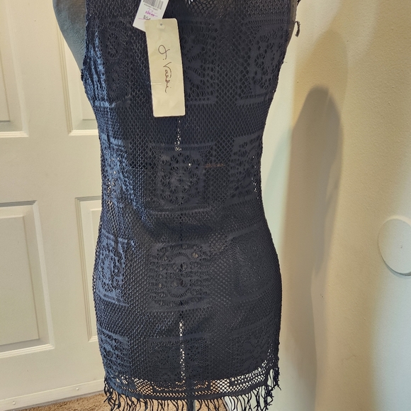 J. Valdi Black Mesh Cover Up Dress Size Large With Tags - Picture 8 of 14